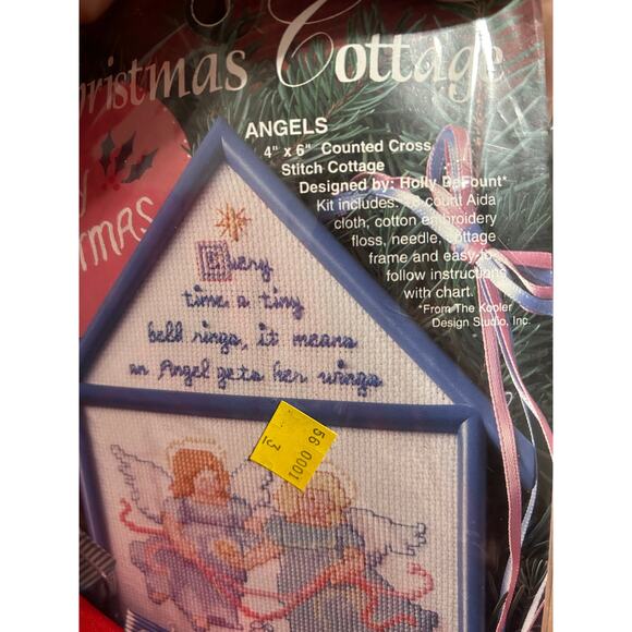 Bucilla 95 Needlepoint Kit unopened with frame- Angels Christmas- Blue- 4X6 in - Picture 2 of 5